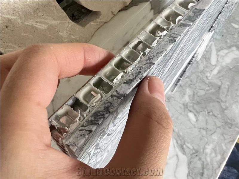 Black Wooden Marble Laminated Backed  Honeycomb Panels