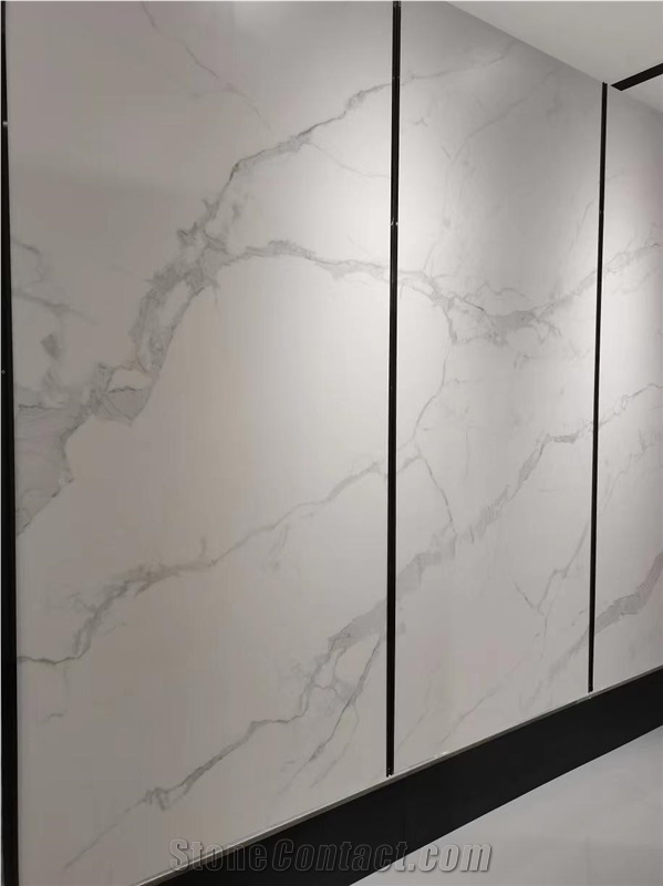 Statuario White Porcelain Marble Look  Glossy Porcelain