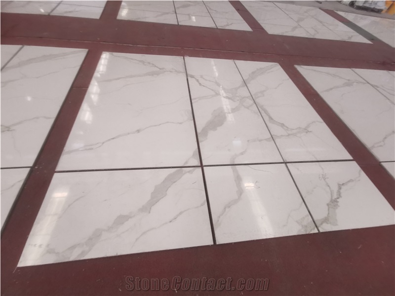 Statuario White Porcelain Marble Look  Glossy Porcelain