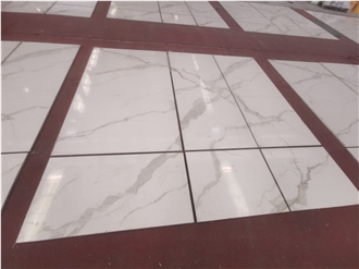 Statuario White Porcelain Marble Look  Glossy Porcelain