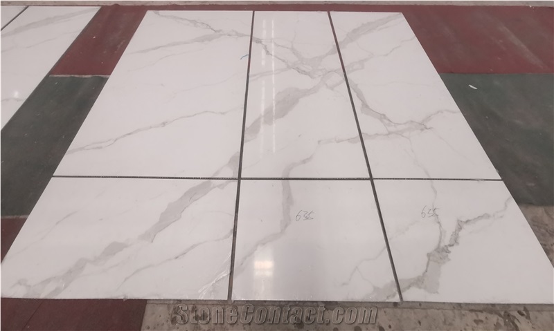 Statuario White Porcelain Marble Look  Glossy Porcelain