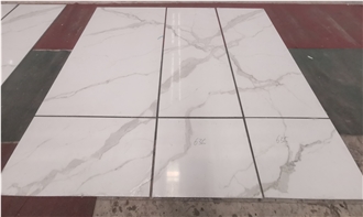 Statuario White Porcelain Marble Look  Glossy Porcelain