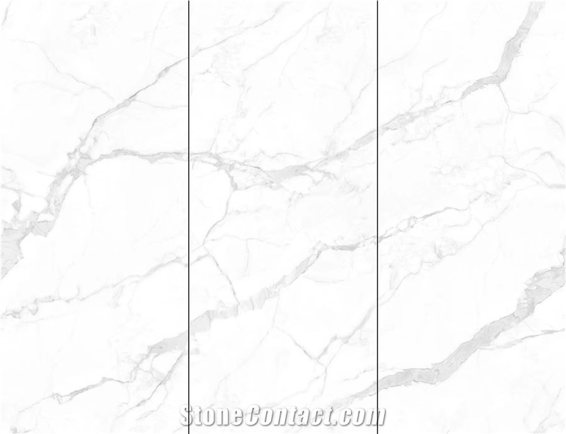 Statuario White Porcelain Marble Look  Glossy Porcelain