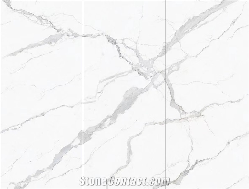 Statuario White Porcelain Marble Look  Glossy Porcelain