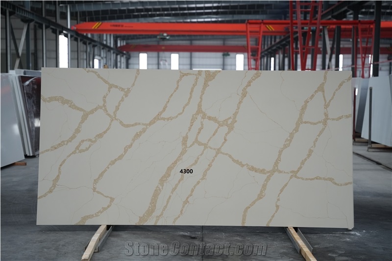 Classic Calacatta Quartz Slabs High Quality Engineered