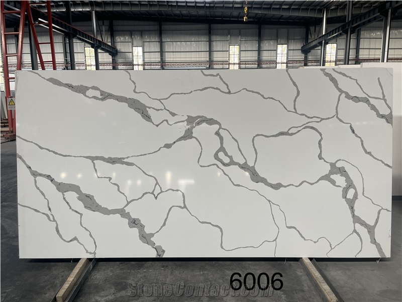 Popular Calacatta White Quartz Slabs With Black Veins