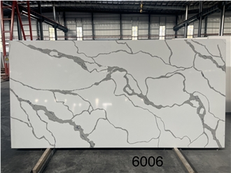 Popular Calacatta White Quartz Slabs With Black Veins