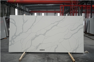 Popular Calacatta White Quartz Slabs With Black Veins