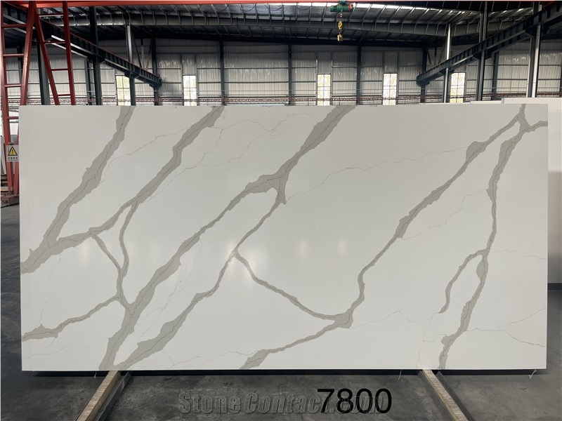 Popular Calacatta White Quartz Slabs With Black Veins