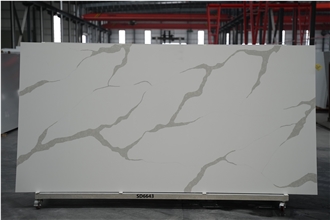 Popular Calacatta White Quartz Slabs With Black Veins