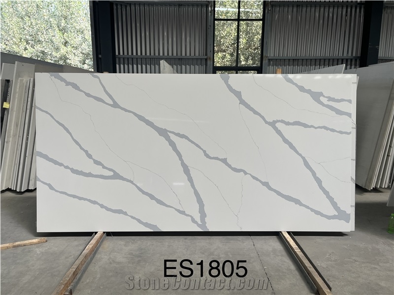 Popular Calacatta White Quartz Slabs With Black Veins