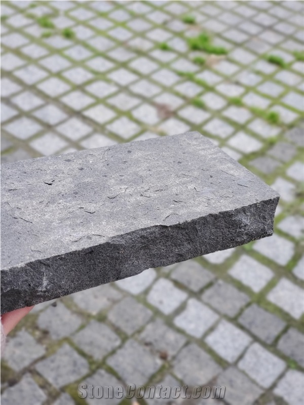 Ukrainian Basalt Black Moon, Sides Split, Top Flamed  Cubes