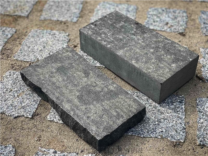 Ukrainian Basalt Black Moon, Sides Split, Top Flamed  Cubes