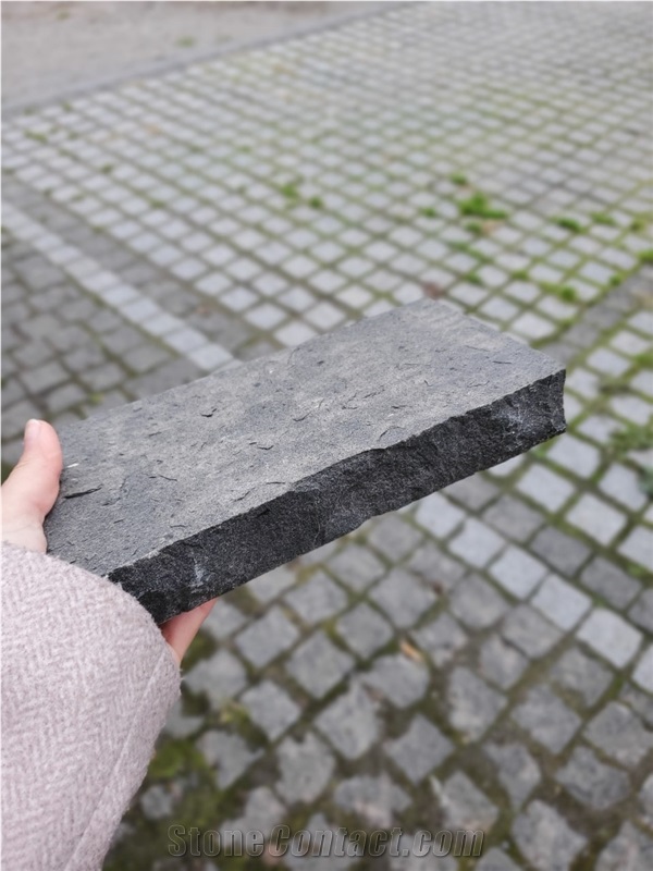 Ukrainian Basalt Black Moon, Sides Split, Top Flamed  Cubes