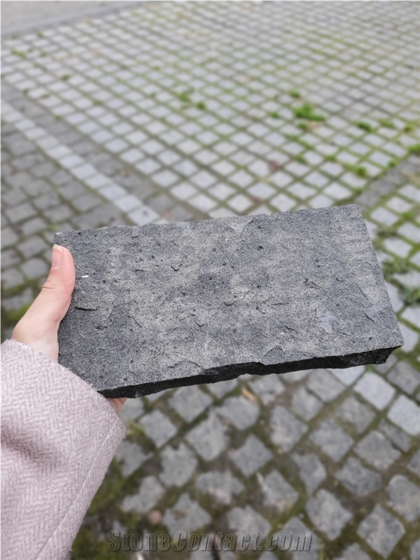 Ukrainian Basalt Black Moon, Sides Split, Top Flamed  Cubes