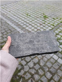 Ukrainian Basalt Black Moon, Sides Split, Top Flamed  Cubes