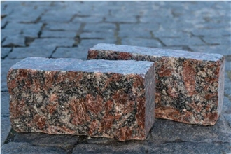 Ukrainian Granite Red Crystal Split Top Cubes