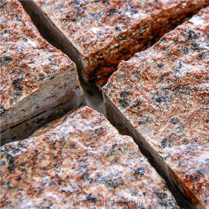 Ukrainian Granite Red Pomegranate, Split Cubes