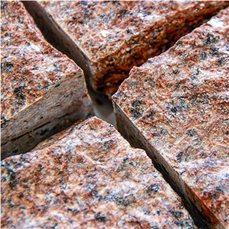 Ukrainian Granite Red Pomegranate, Split Cubes