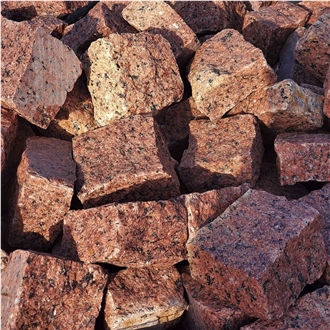 Ukrainian Granite Red Pomegranate, Split Cubes