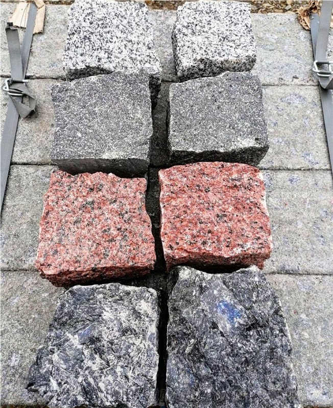 Ukrainian Granite Red Pomegranate, Split Cubes