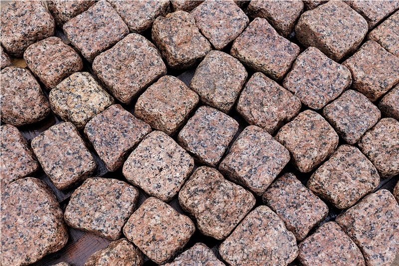 Ukrainian Granite Red Pomegranate Split-Tumbled  Cubes