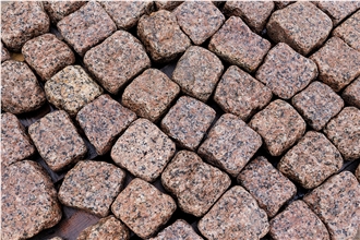 Ukrainian Granite Red Pomegranate Split-Tumbled  Cubes