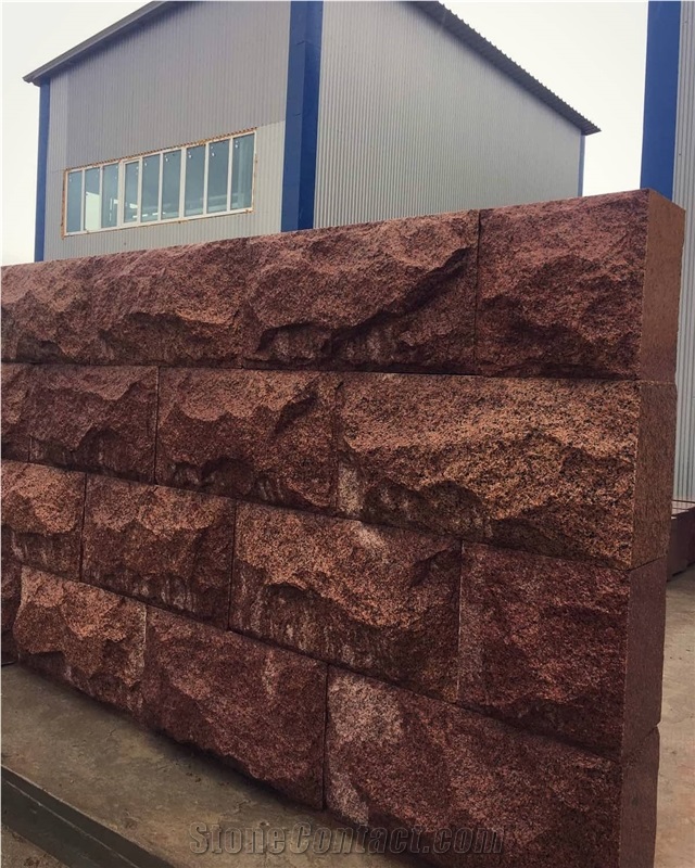 Ukrainian Red Pomegranate Granite Split Wall Stone