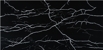 Marquina Black Marble Look Quartz Slabs