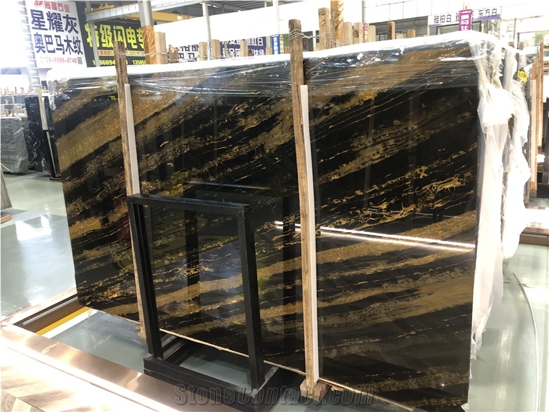 China Athens Portoro Marble Slabs Decoration Applications