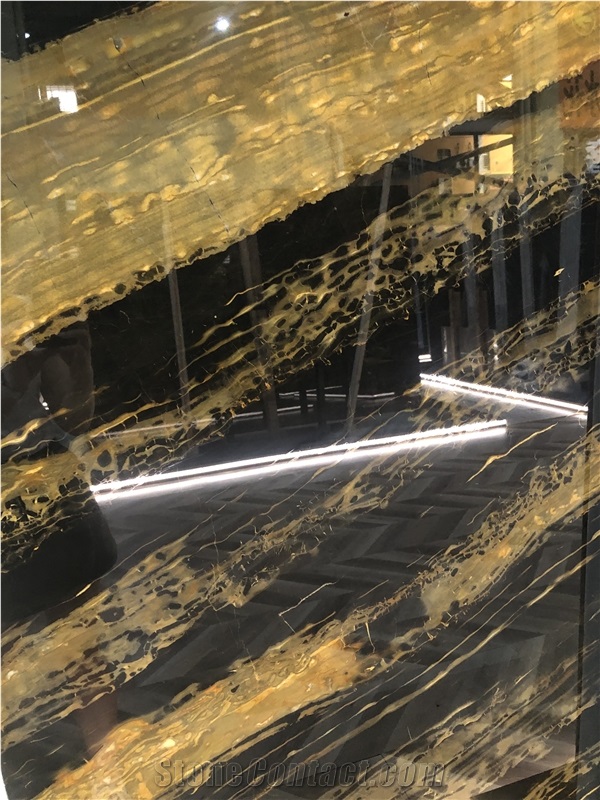 China Athens Portoro Marble Slabs Decoration Applications
