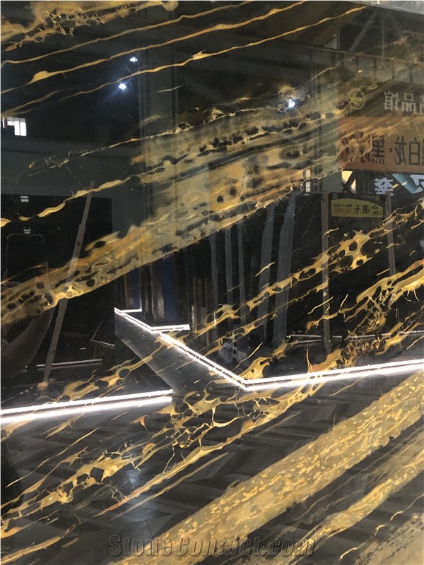 China Athens Portoro Marble Slabs Decoration Applications