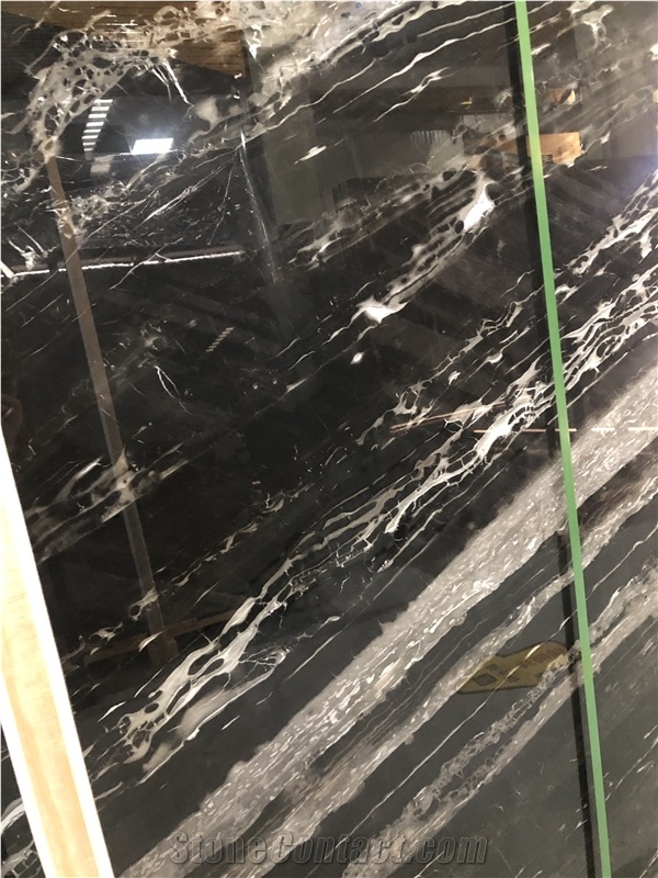 China Athens Portoro Marble Slabs Decoration Applications