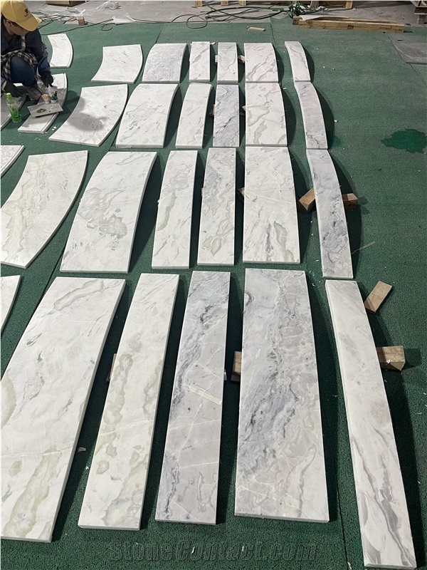Curved White Marble Cnc Wall Panels For Villa Indoor Design