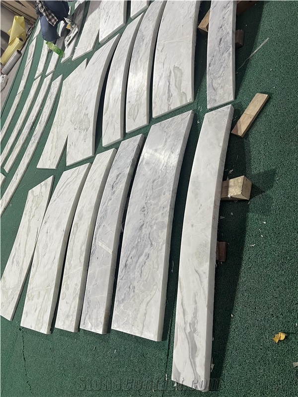 Curved White Marble Cnc Wall Panels For Villa Indoor Design