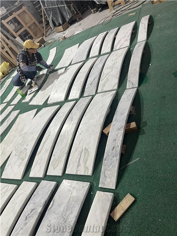 Curved White Marble Cnc Wall Panels For Villa Indoor Design