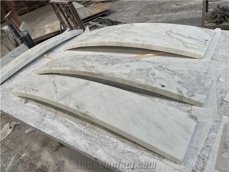 Curved White Marble Cnc Wall Panels For Villa Indoor Design