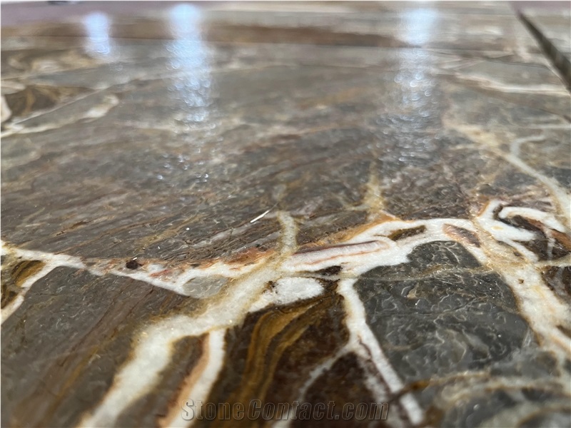 Gold Fusion Polished Marble Wall Tiles For Hotel