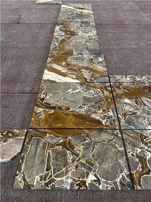 Gold Fusion Polished Marble Wall Tiles For Hotel