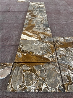 Gold Fusion Polished Marble Wall Tiles For Hotel