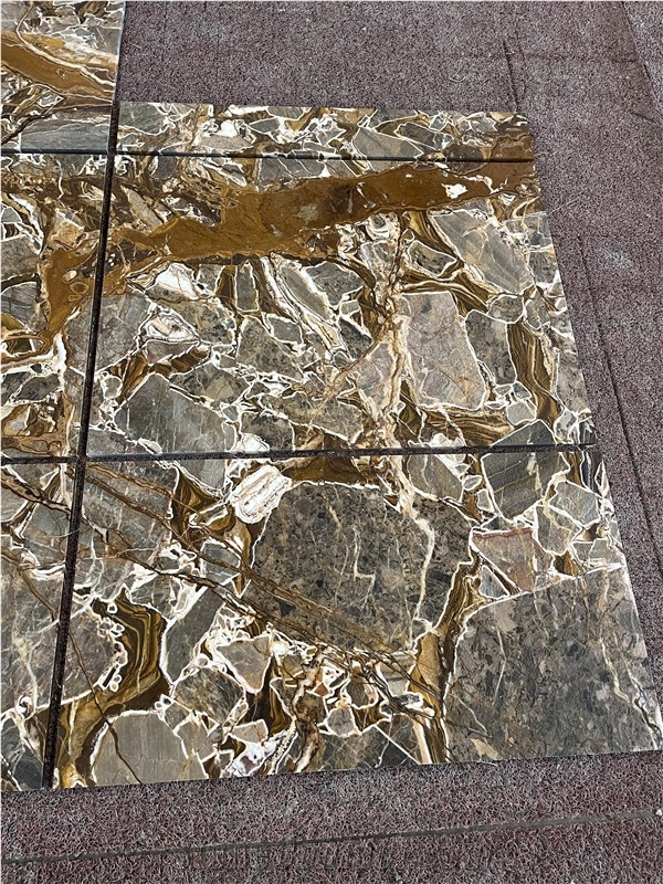 Gold Fusion Polished Marble Wall Tiles For Hotel