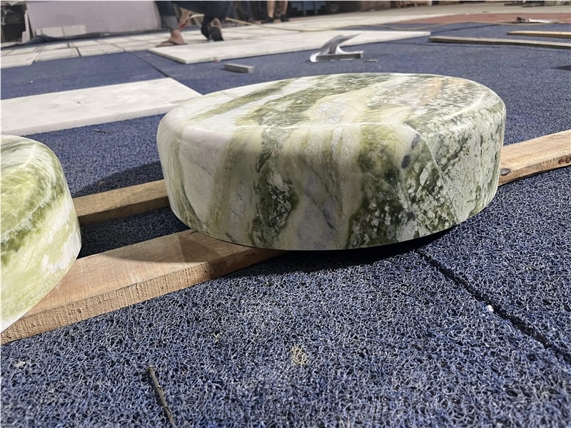 Solid Green Marble Polished Urban Seating