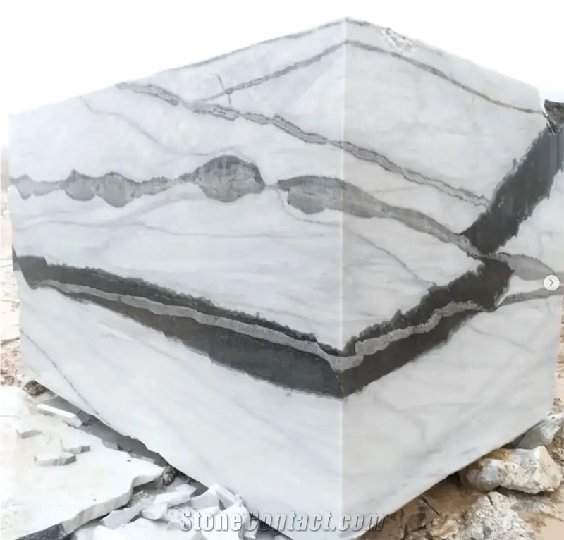 Panda White Marble- Black Swan Marble Blocks