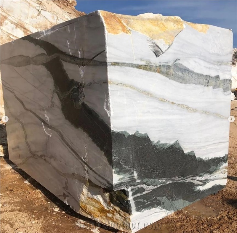 Panda White Marble- Black Swan Marble Blocks