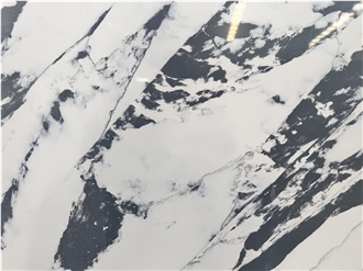 Artificial Black And White Veins Stone Slabs Quartz Tiles