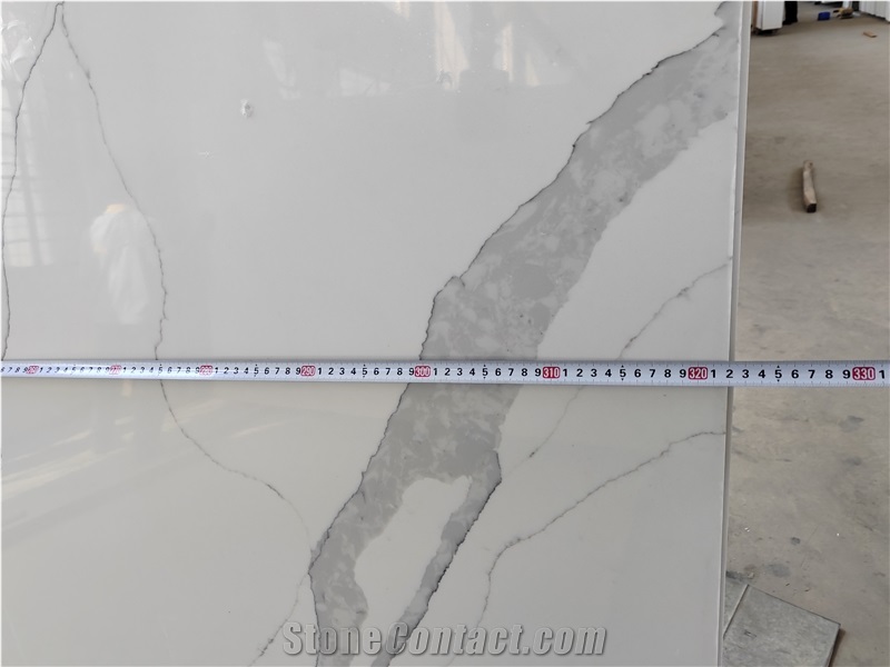 Artificial Calacatta White Quartz Stone Slabs Tiles