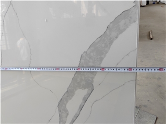Artificial Calacatta White Quartz Stone Slabs Tiles