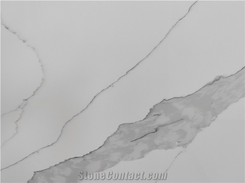 Artificial Calacatta White Quartz Stone Slabs Tiles