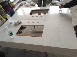 Calacatta White Artificial Quartz Bathroom Vanity Tops