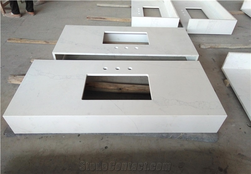 Calacatta White Artificial Quartz Bathroom Vanity Tops